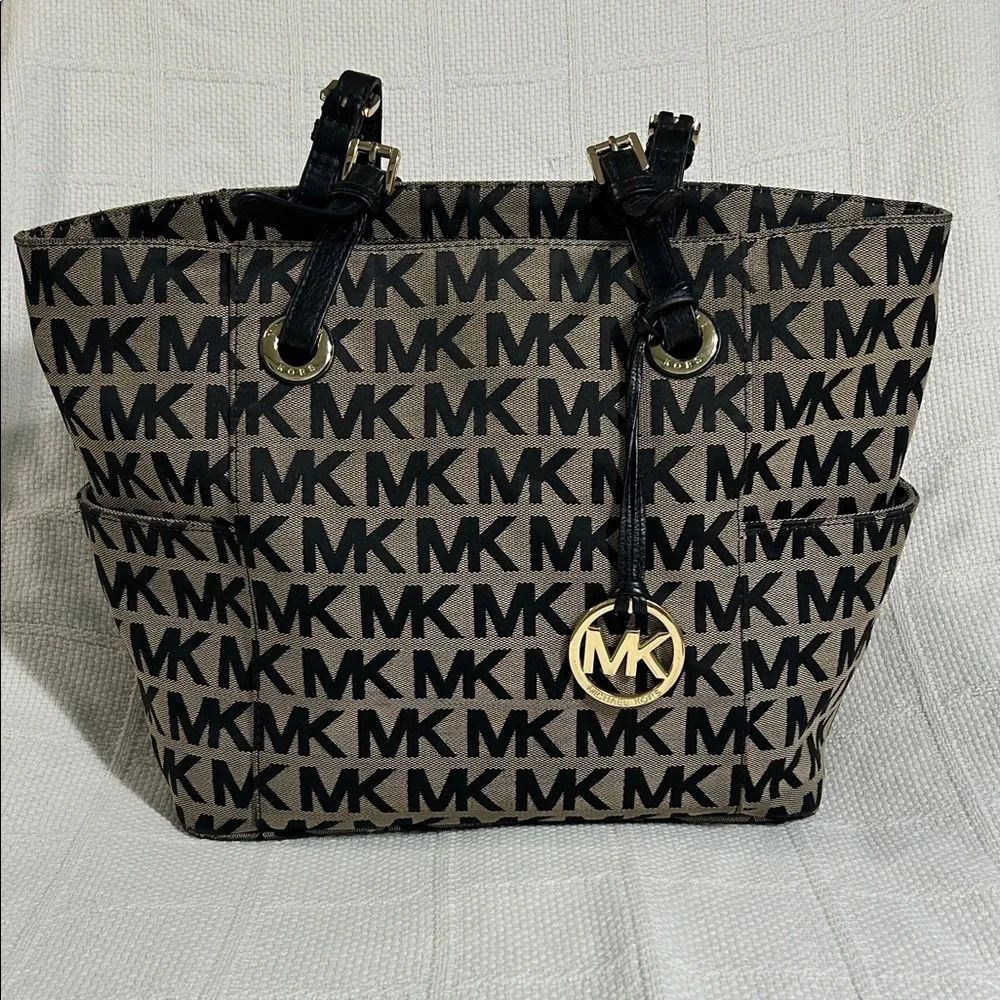 Michael by Michael Kors Jet Set Monogrammed Tote With Adjustable Leather Straps